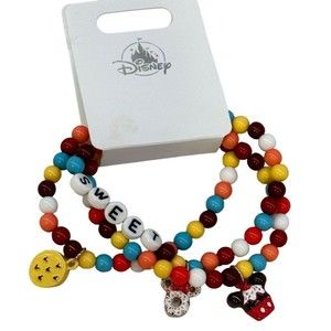 Disney Parks Mickey  Minnie Sweet Treats Snacks Stretchy Bracelets Set of 3